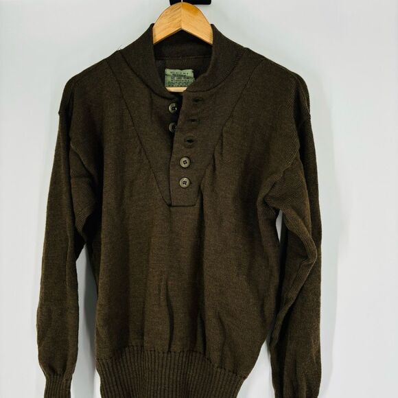 True Vintage 1980’s U.S. Military Sweater Olive Drab Wool Mens Size Large - Picture 4 of 5